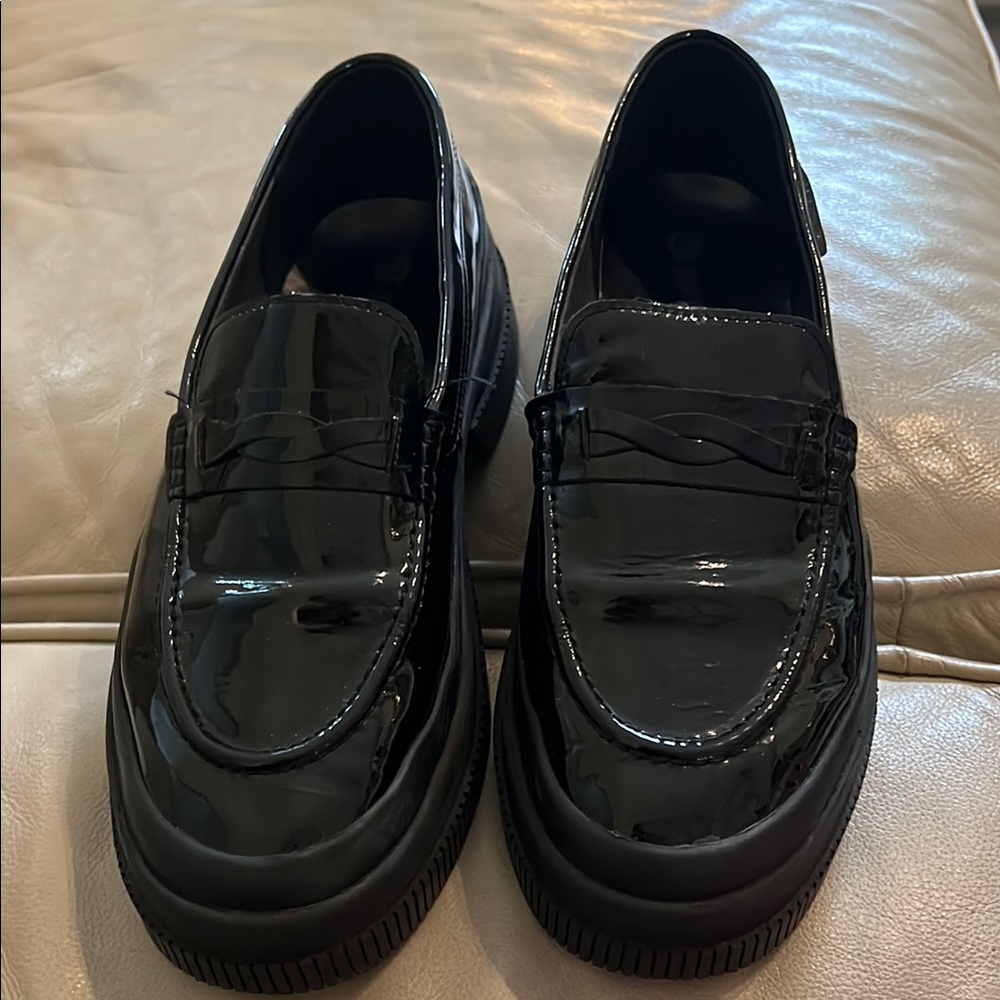 Sperry Black Patent Leather Women’s Platform Loafers Sz 9.5